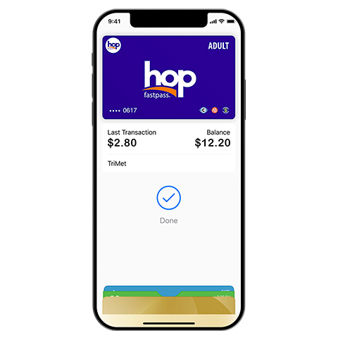 virtual Hop card on mobile device